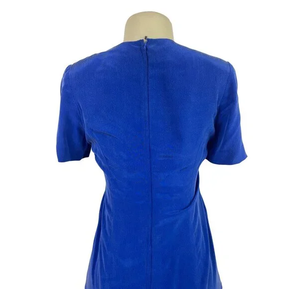 YL Women's Royal Blue Short Sleeve Dress W/ Back Zipper Elegant Design Size 4P - Picture 5 of 10